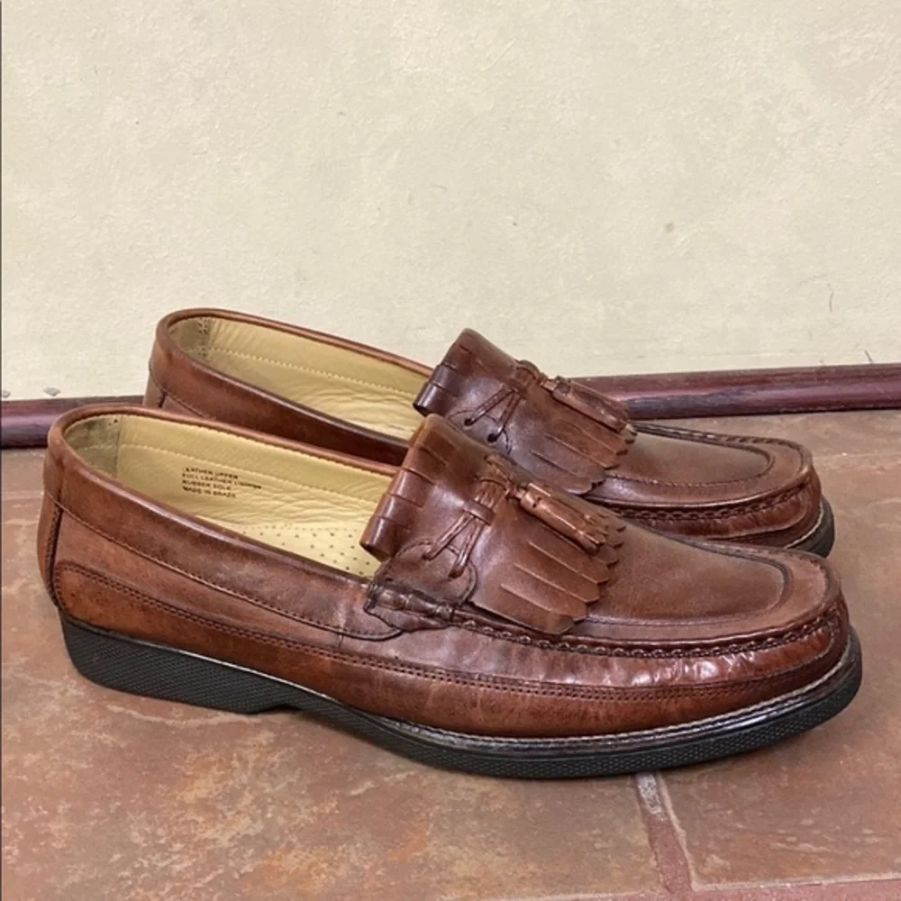 Florsheim Men Bramwell Tassel Slip-On Loafers Sz 13 D Cognac Brown All Leather